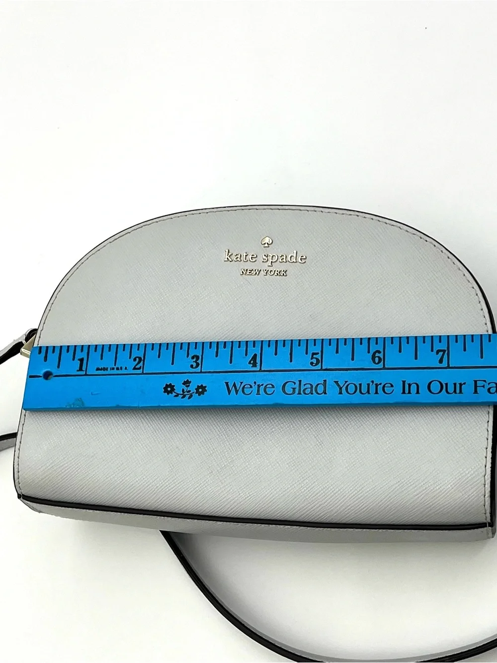 Kate Spade Perry Dome Crossbody Bag Light Gray Saffiano Leather K8697